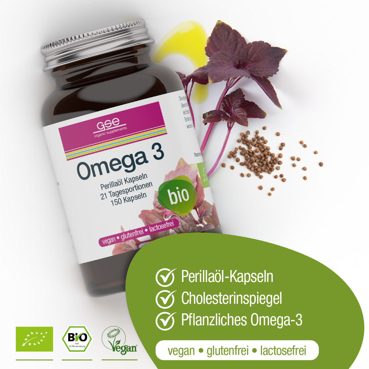 Gélules d'huile de périlla oméga 3 (bio)